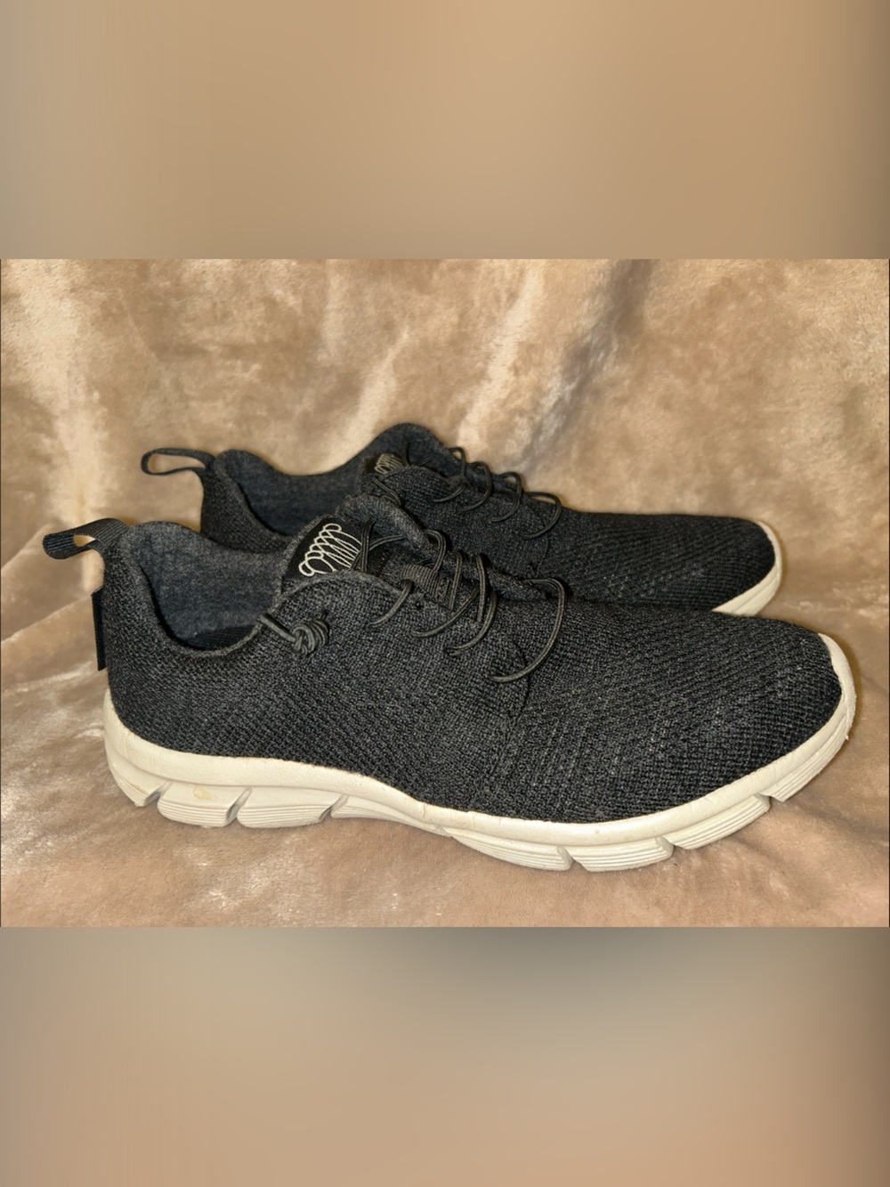 Woolloomooloo Fraser Black Merino Wool Knit Slip On Elastic Lace Sneaker EU 39